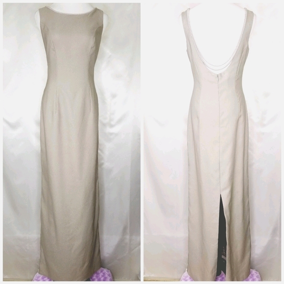 Vintage WATTERS & WATTERS Pearl Gray Formal Dress - Picture 1 of 6